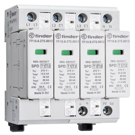 Finder SPD Überspannungsableiter 7P.15.8.275.1012 Typ 1 3phasig 1 STK