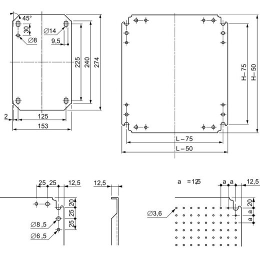 Schneider Electric Montageplatte Mikroperf. H400xB400m 3,6mm auf 12,5mm NSYMF44