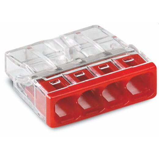 WAGO Verbindungsdosenklemme 4polig Compact 0,5-2,5qmm transp./rot