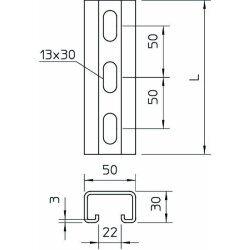 OBO Profilschiene MS5030P1000FT gelocht 22mm