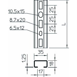 OBO Profilschiene CML3518P2000A2 gelocht 35x18mm NIRO