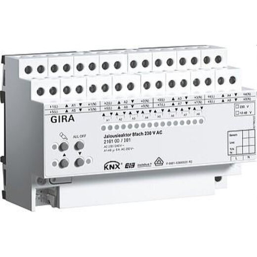 Gira Jalousieaktor 216100 KNX/EIB Jalousie 8ach 230VAC REG