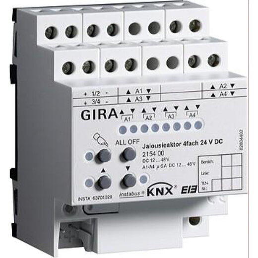 Gira Jalousieaktor 215400 KNX/EIB Jalousie 4fach 24VDC REG