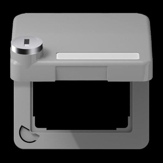 Jung Klappdeckel mit Rückstellfeder, mit Schriftfeld, Thermoplast, Serie CD, grau CD590BFKLSLGR