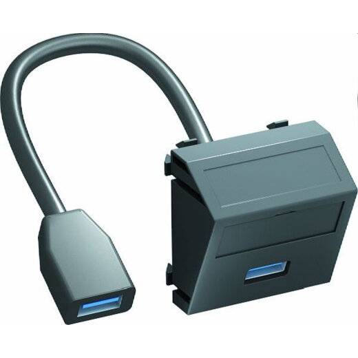 OBO Multimediaträger USB 3.0 A-A MTS-U3A F SWGR1 m. Kabel Bu.-Bu. 45x45mm