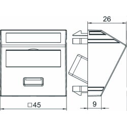 OBO Multimediaträger USB 3.0 A-A MTS-U3A F SWGR1 m. Kabel Bu.-Bu. 45x45mm