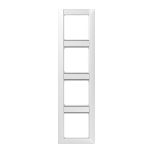 Jung Rahmen 4fach, mit Schriftfeld, senkrechte Montage, Duroplast, AS 500, alpinweiß AS584NAWW