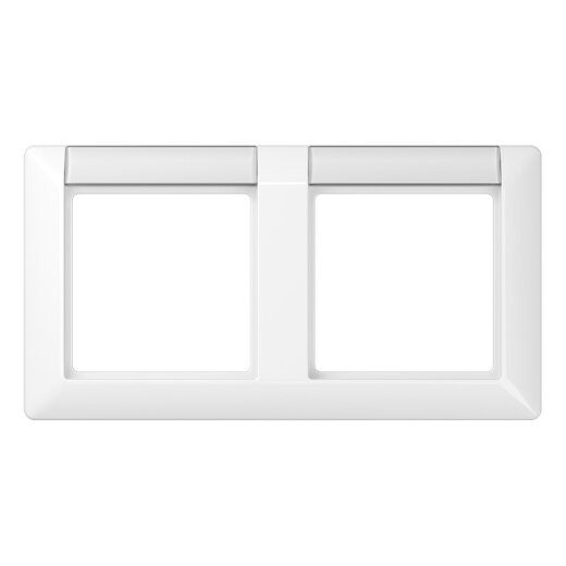 Jung Rahmen 2fach, mit Schriftfeld, waagerechte Montage, Duroplast, AS 500, alpinweiß AS5820NAWW