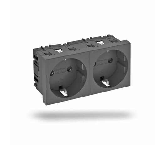 OBO Steckdose STD-D0 SWGR2 0° 2fach schwarzgrau