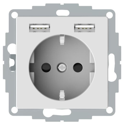 Merten Steckdose SCHUKO mit USB Ladegerät aktivweiß System M
