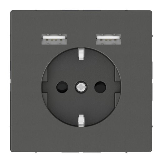 Merten Steckdose SCHUKO mit USB Ladegerät anthrazit Syst. Design