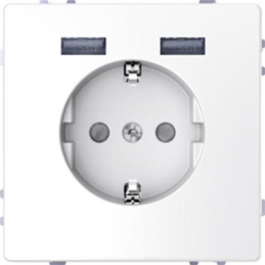 Merten Steckdose SCHUKO mit USB Ladegerät lotosweiß Syst.Design