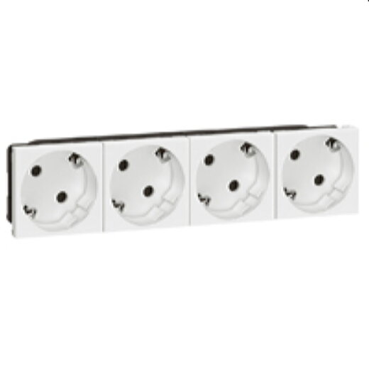 Legrand SCHUKO-Steckdose 4fach Schuko 45° 8modulig weiss Mosaic