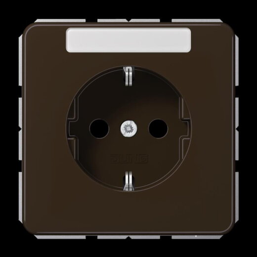 Jung SCHUKO Steckdose, 16 A 250 V ~, mit Schriftfeld, Duroplast, Serie CD, braun CD1520NABR
