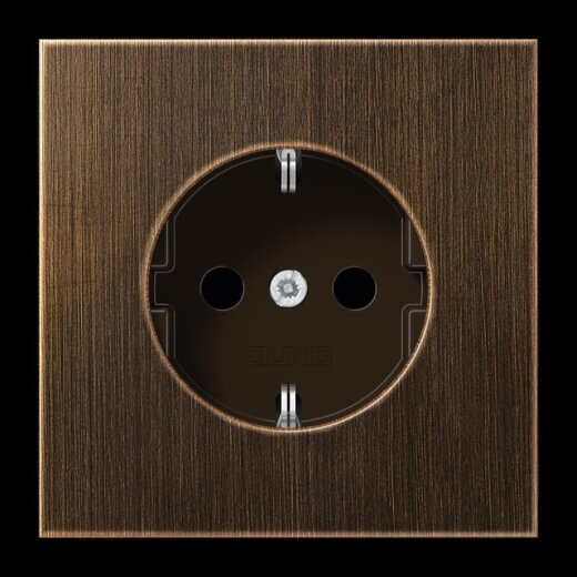 Jung SCHUKO Steckdose, 16 A 250 V ~, ohne Krallen, SAFETY+, Messing, Serie LS, Messing antik ME1520NKIAT