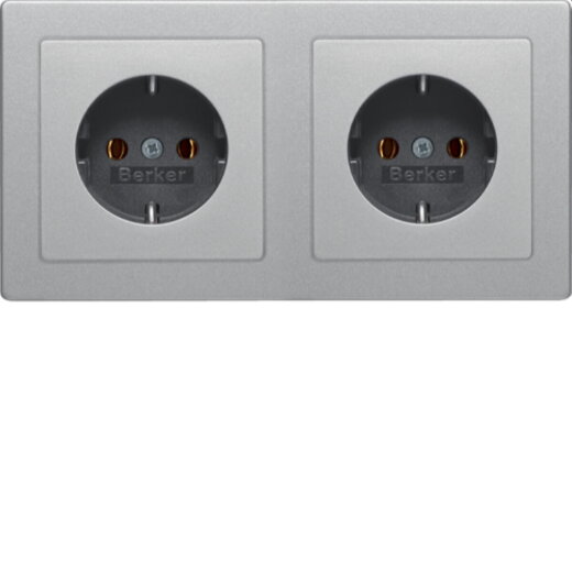 Berker Steckdose SCHUKO 2fach Q.1/Q.3 alu samt lackiert 47206084