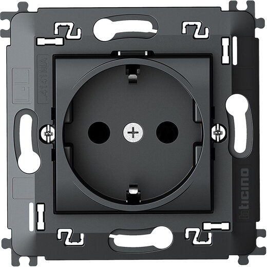 Bticino SCHUKO-Steckdose L4141MA + Tragring SL anthrazit