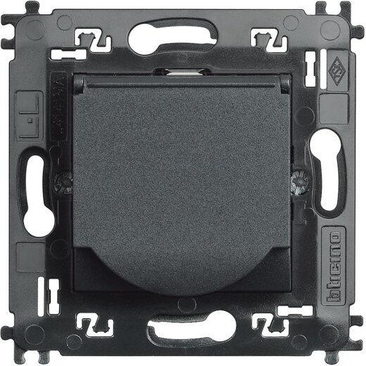 Bticino SCHUKO-Steckdose L4141MAP m. Klappdeckel SL anthrazit