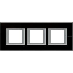 Bticino Rahmen HA4802M3HVNN 3fach horizontal Glas sw