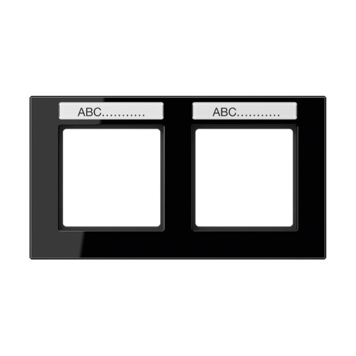 Jung Rahmen 2fach, mit Schriftfeld, waagerechte Montage, Thermoplast, A CREATION, schwarz AC5820BFNASW