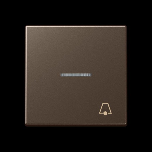 Jung Wippe 1fach mit Lichtleiter, Symbol Klingel, Serie A, mokka A590KO5KMO