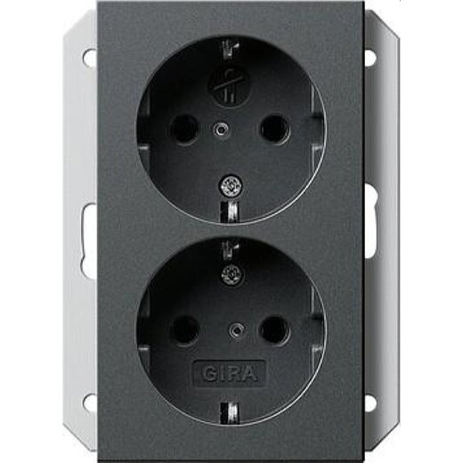 Gira SCHUKO-Doppel-Steckdose 273128 KS Geraeted. 1fach System55 Ant