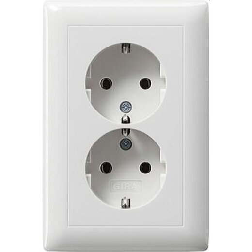 Gira SCHUKO-Doppel-Steckdose 078203 kompakt Standard 55 reinweiss