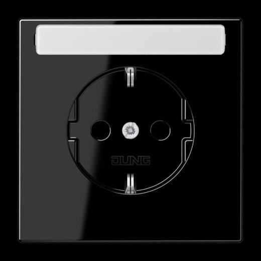 Jung SCHUKO Steckdose, 16 A 250 V ~, mit Schriftfeld, SAFETY+, Duroplast, Serie LS, schwarz LS1520KINASW