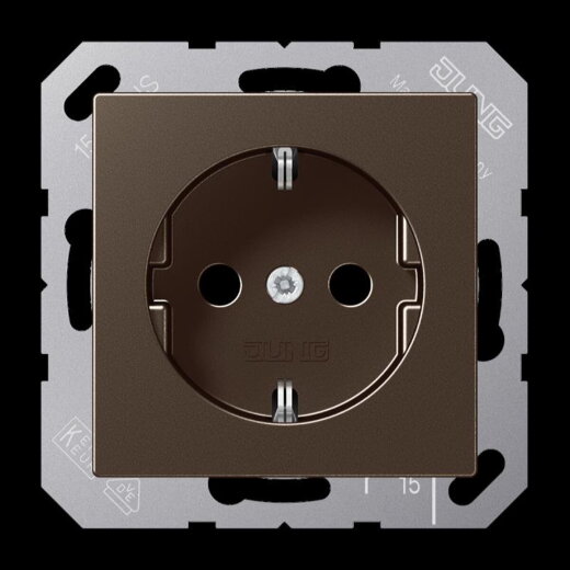 Jung SCHUKO Steckdose, 16 A 250 V ~, ohne Krallen, Serie A, mokka A1520NMO