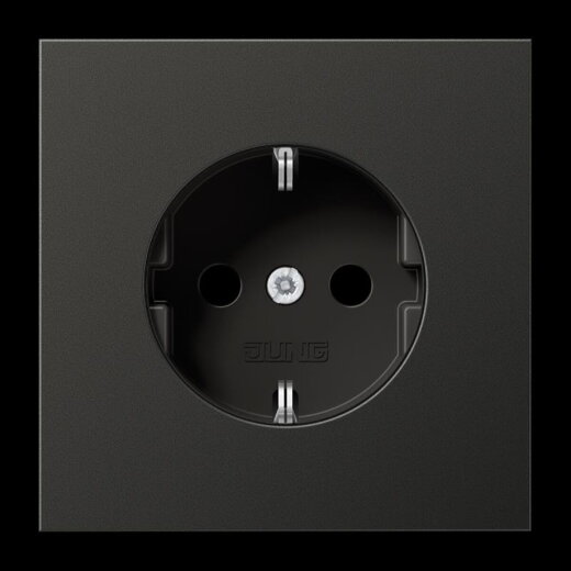 Jung SCHUKO Steckdose, 16 A 250 V ~, ohne Krallen, Aluminium lackiert, Serie LS, anthrazit AL1520NAN