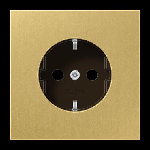 Jung SCHUKO Steckdose, 16 A 250 V ~, ohne Krallen, Messing, Serie LS, Messing classic ME1520NC