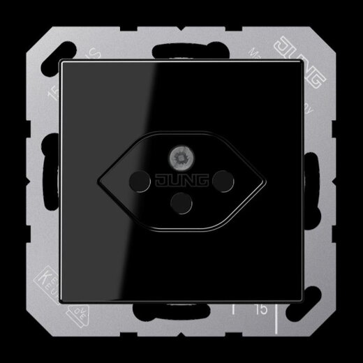 Jung Einfach-Steckdose, Schweizer Norm, Typ 13, Serie A, schwarz A1520-13BFSEVSW