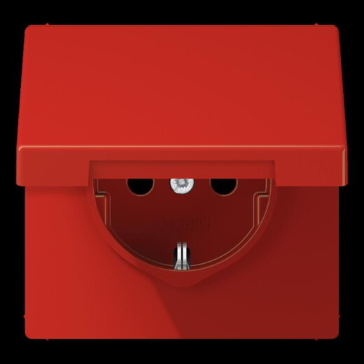 Jung SCHUKO Steckdose, 16 A 250 V ~, Klappdeckel, Thermoplast, Serie LS, rot LS1520BFKLRT