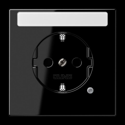 Jung SCHUKO Steckdose, 16 A 250 V ~, ohne Krallen, mit Funktionsanzeige, mit Schriftfeld, SAFETY+, Duroplast, Serie LS1520NAKOSW