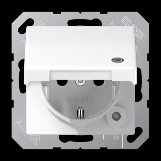 Jung SCHUKO Steckdose, 16 A 250 V ~, ohne Krallen, mit Funktionsanzeige, Thermoplast, Serie A AS1520BFKLKOWW