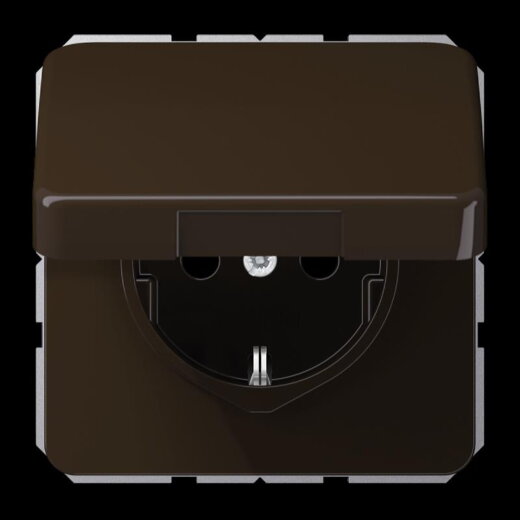 Jung SCHUKO Steckdose, 16 A 250 V ~, ohne Krallen, Thermoplast, Serie CD, braun CD1520BFKIKLBR