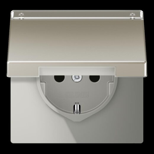 Jung SCHUKO Steckdose, 16 A 250 V ~, mit Schriftfeld, Serie LS, Edelstahl ES1520NAKL