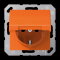 Jung SCHUKO Steckdose, 16 A 250 V ~, ohne Krallen, Thermoplast, Serie AS, orange (für ZSV) AS1520BFKIKLO