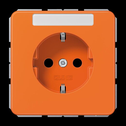 Jung SCHUKO Steckdose, 16 A 250 V ~, mit Schriftfeld, Thermoplast, Serie CD, orange (für ZSV) CD1520BFNAO