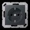 Jung SCHUKO Steckdose, 16 A 250 V ~, ohne Krallen, SAFETY+, Thermoplast lackiert, Serie AS/A, anthrazit matt A1520NBFKIANM