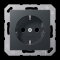 Jung SCHUKO Steckdose, 16 A 250 V ~, ohne Krallen, Thermoplast lackiert, Serie A, anthrazit matt A1520NBFANM