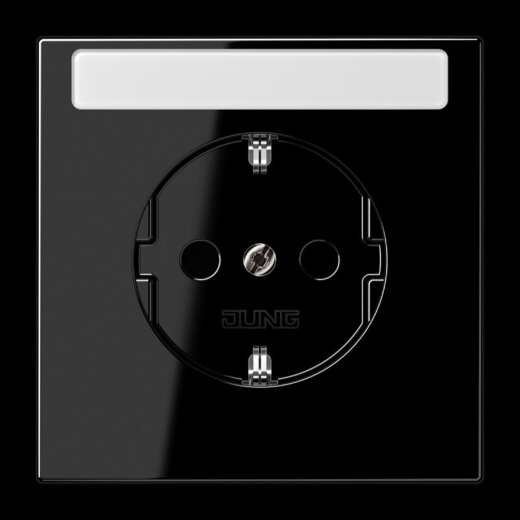 Jung SCHUKO Steckdose, 16 A 250 V ~, ohne Krallen, mit Schriftfeld, SAFETY+, Duroplast, Serie LS, schwarz LS1520NKINASW