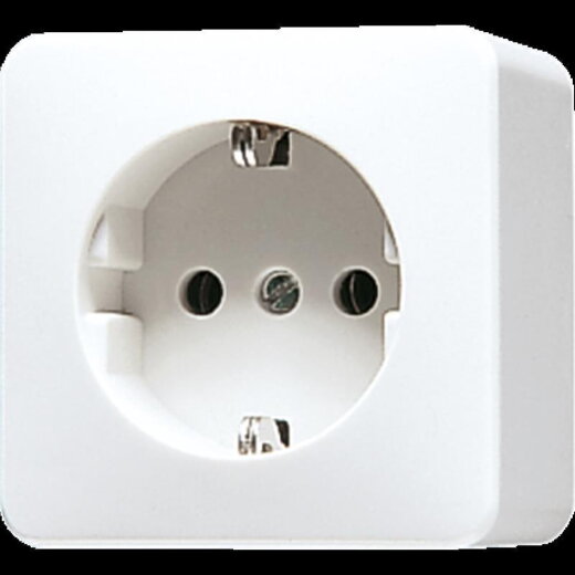Jung SCHUKO®-Steckdose, 16 A 250 V ~, 39 mm, Schraubklemmen, AP 600, alpinweiß 321AWW