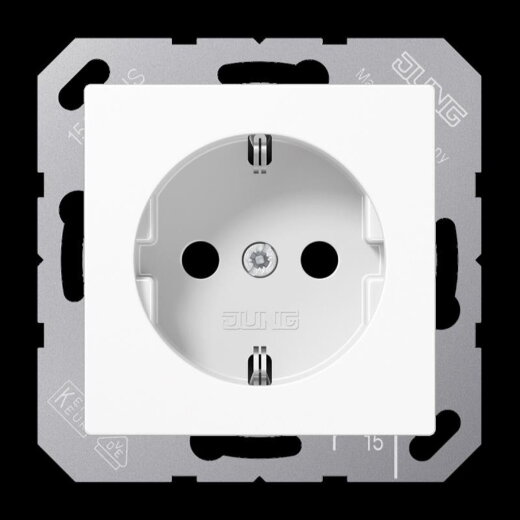 Jung SCHUKO Steckdose, 16 A 250 V ~, SAFETY+, Duroplast, Serie AS/A, alpinweiß A1520KIWW