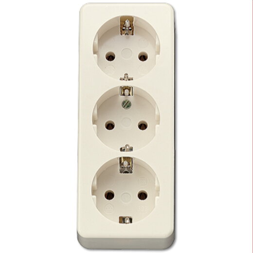 Jung SCHUKO®-Dreifach-Steckdose, mit Zugentlastung, bruchsicher, weiß 10S23L