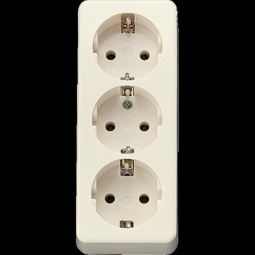 Jung SCHUKO®-Dreifach-Steckdose, ohne Zugentlastung, weiß 10S23LA