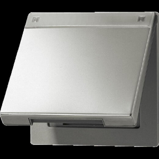 Jung Klappdeckel mit Rückstellfeder, mit Schriftfeld, Serie LS, Edelstahl ES2990NAKL