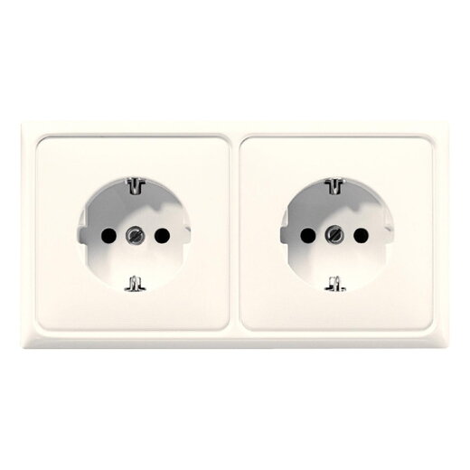 Jung Kabelkanal-SCHUKO®-Steckdose, 2fach, 16 A 250 V ~, Thermoplast, Serie CD, weiß CD522BF