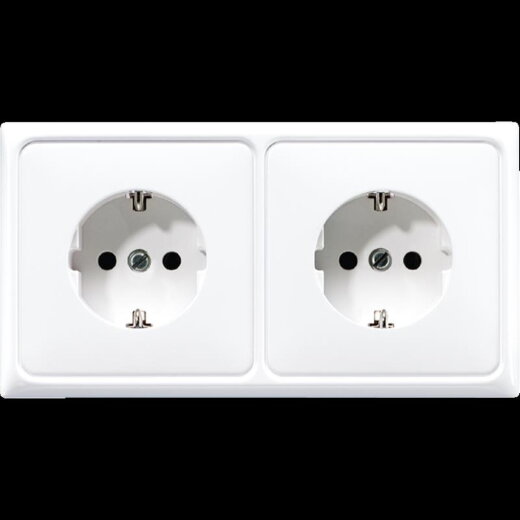 Jung Kabelkanal-SCHUKO®-Steckdose, 2fach, 16 A 250 V ~, Thermoplast, Serie CD, alpinweiß CD522BFWW