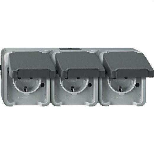 Merten SCHUKO-Dreifach-Steckdose MEG2390-8029 lichtgrau